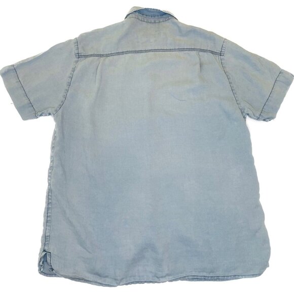 Tommy Bahama L Linen Button Up Shirt Relaxed Fit Blue Large - Picture 3 of 8